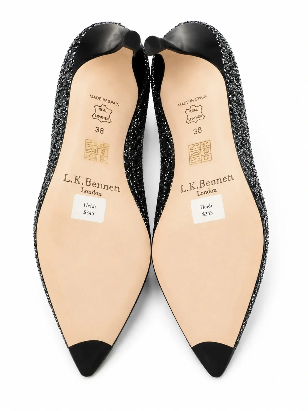 L.K. Bennett Heidi Glitter Mary Jane Heels ✨ Black Sparkle Pumps Size 38